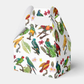 Colorful Tropical Parrots, Leaves Flowers Wedding Bedankdoosjes (Achterkant)