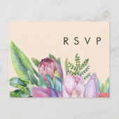 Colorful Tropical | Peach Menu Choice RSVP Card (Voorkant)