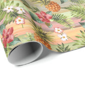 Colorful Tropical Pineapple Fruit Florence Pattern Cadeaupapier (Rol Hoek)