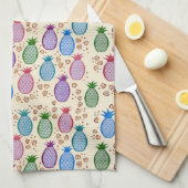 Colorful Tropical Pineapples Kitchen Towel Theedoek (Quarter Fold)