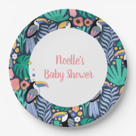 Colorful Tropical Toucan Bird Baby shower Papieren Bordje