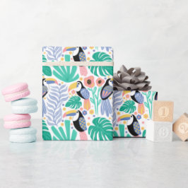 Colorful Tropical Toucan Bird Flowers Planten Cadeaupapier