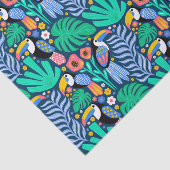 Colorful Tropical Toucan Bird Flowers Planten Tissuepapier (Detail)
