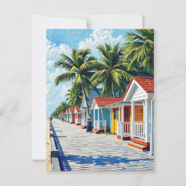 Colorful Tropical Vibrant Beach Huts  Briefkaart
