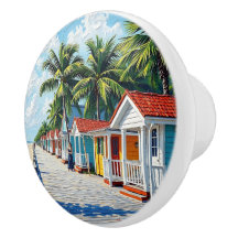 Colorful Tropical Vibrant Beach Huts
