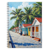 Colorful Tropical Vibrant Beach Huts Notitieboek (Voorkant)
