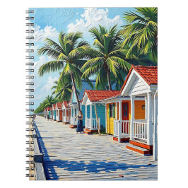 Colorful Tropical Vibrant Beach Huts Notitieboek