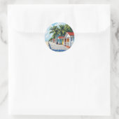 Colorful Tropical Vibrant Beach Huts Ronde Sticker (Tas)