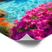 Colorful Tropical Waterfall Dreamscape Art Poster (Hoek)