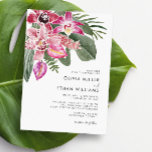 Colorful Tropical Wedding Invitations Kaart<br><div class="desc">Viel je liefde en ontsnapping naar het paradijs met deze Colorful Tropical Wedding Invitations. Deze trouwuitnodigingen zijn perfect voor strandstranden en kustbewoners en zijn gevuld met elegante en moderne toeristen, romantische floralen en levendige kleuren. De verbluffende waterverf illustraties zijn groene palm en monstera bladeren, heldere magenta en fuchsia orchids, en...</div>