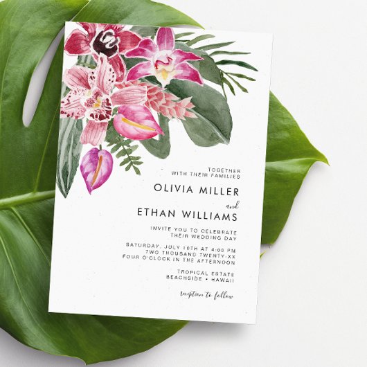 Colorful Tropical Wedding Invitations Kaart