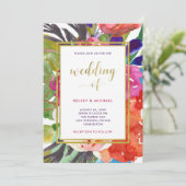 Colorful Tropical Wedding Kaart (Staand voorkant)