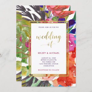 Colorful Tropical Wedding Kaart