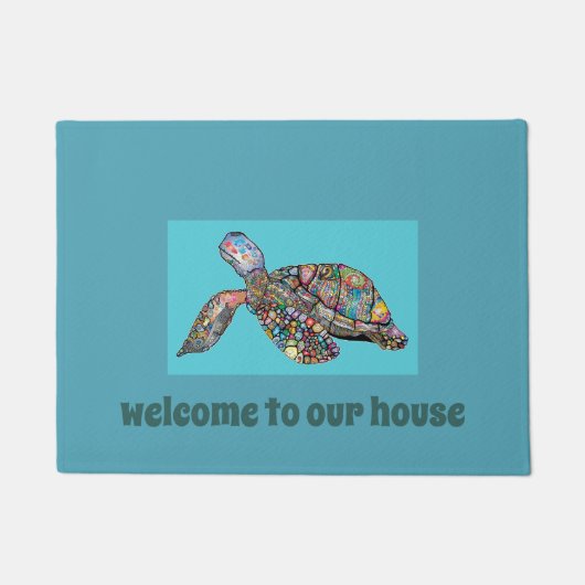 Colorful Tropical Zee Turtle Welcome Doormat Deurmat (Voorkant)