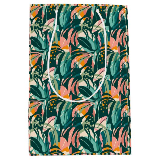 Colorful Tropicals: Monstera Oerwoud Gift Bag Medium Cadeauzakje (Voorkant)