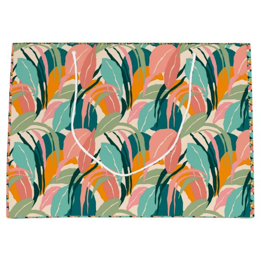 Colorful Tropicals: Palms Gift Bag zwaaien Groot Cadeauzakje (Voorkant)