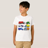 Colorful Trucks Illustrations T-shirt (Voorkant volledig)