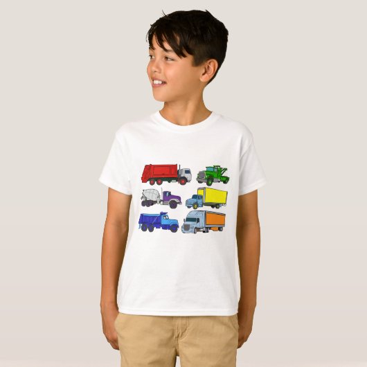 Colorful Trucks Illustrations T-shirt (Voorkant volledig)