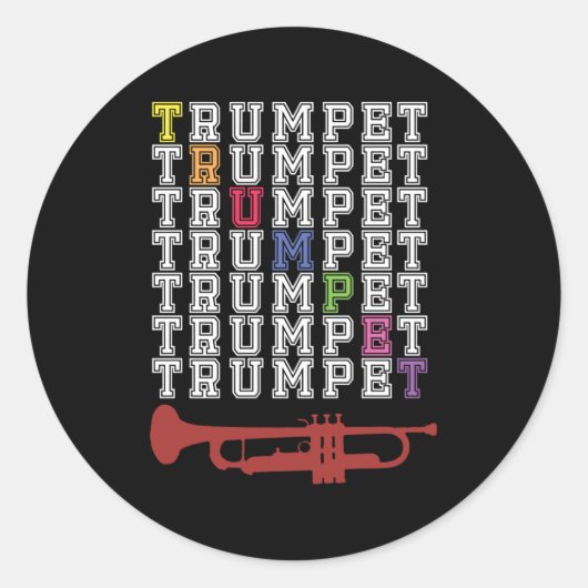Colorful Trumpet Ronde Sticker (Voorkant)