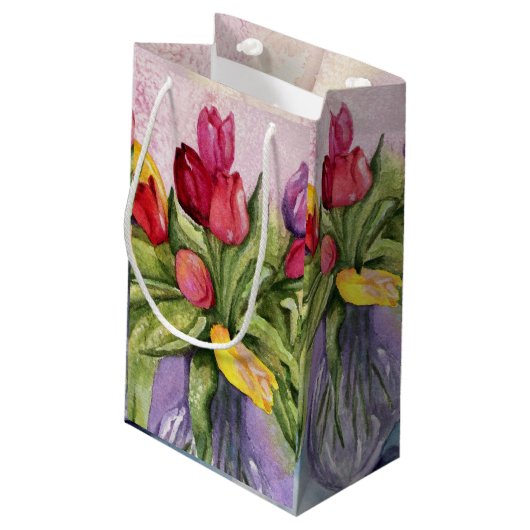Colorful Tulip Bouquet Klein Cadeauzakje (Achterkant Gekanteld)