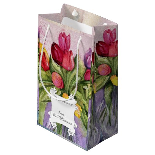 Colorful Tulip Bouquet Klein Cadeauzakje (Voorkant Gekanteld)