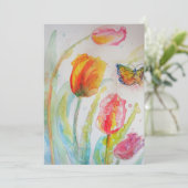 Colorful Tulip Butterfly Waterverf Flat Card Kaart (Staand voorkant)