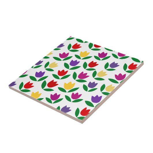 Colorful  Tulip Flower Pattern Tegeltje (Zijkant)