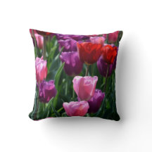 Colorful Tulip Flowers Pillow