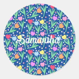 Colorful Tulip Flowers Ronde Sticker