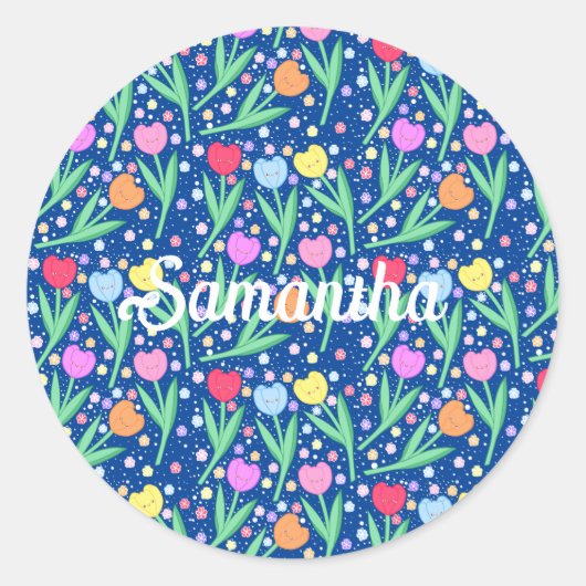 Colorful Tulip Flowers Ronde Sticker (Voorkant)
