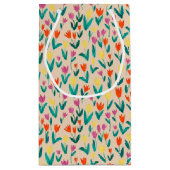 Colorful Tulip Pattern Cute Floral Spring Klein Cadeauzakje (Achterkant)