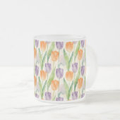 Colorful Tulip Pattern Matglas Koffiemok (Voorkant rechts)