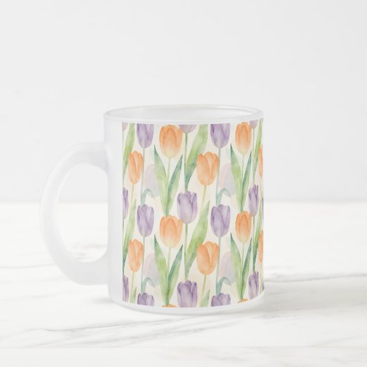 Colorful Tulip Pattern Matglas Koffiemok (Links)