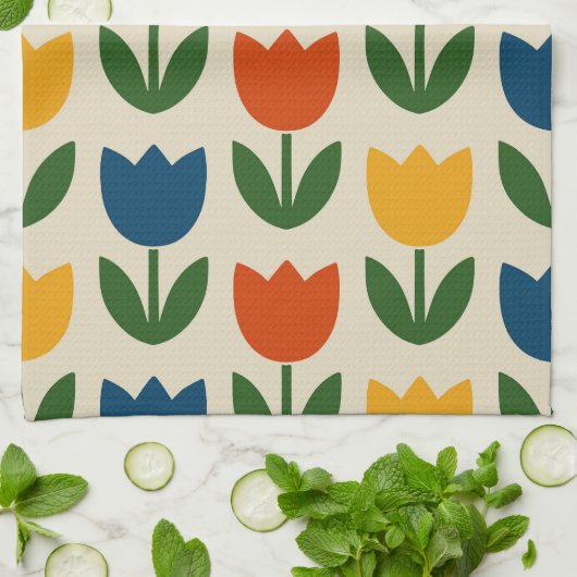 Colorful Tulip Pattern Theedoek (Gevouwen)