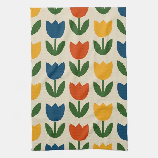 Colorful Tulip Pattern Theedoek (Verticaal)