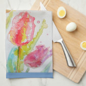 Colorful Tulip Waterverf Tea Towel Theedoek (Quarter Fold)
