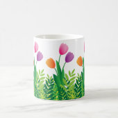 Colorful Tulips and Green Vegetation Koffiemok (Center)