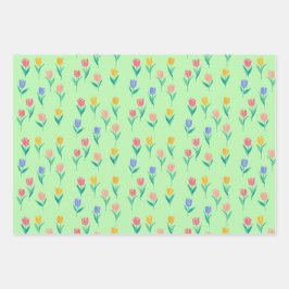 Colorful Tulips Floral Design Inpakpapier Vel