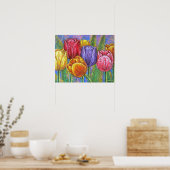 Colorful Tulips Garden Flowers Poster (Keuken)