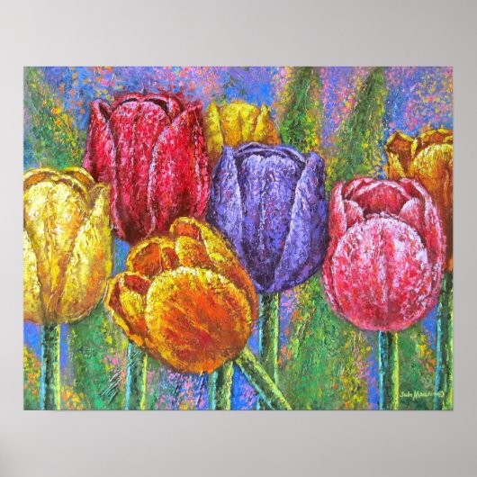 Colorful Tulips Garden Flowers Poster (Voorkant)