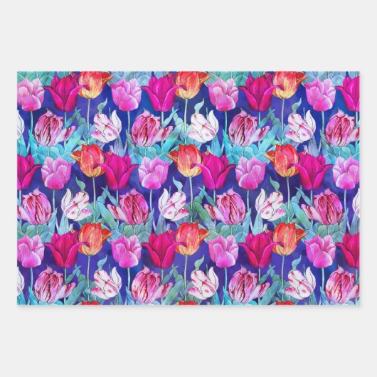 Colorful Tulips Pattern Inpakpapier Vel (Voorkant 2)
