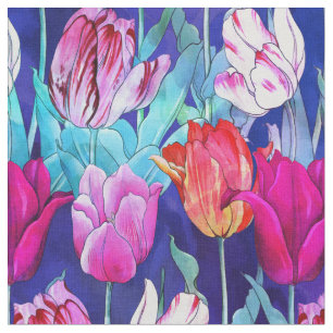 Colorful Tulips Pattern Stof