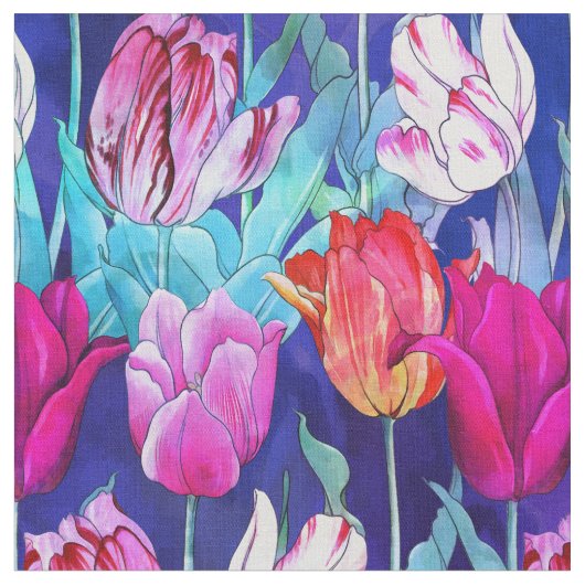 Colorful Tulips Pattern Stof (Close Up)