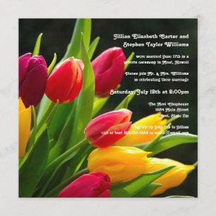 Colorful Tulips Photo -5x5 Wedding Announding Kaart