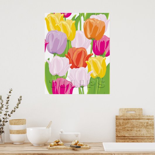 Colorful Tulips Poster (Keuken)