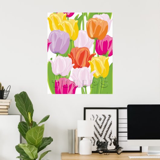Colorful Tulips Poster (Thuiskantoor)