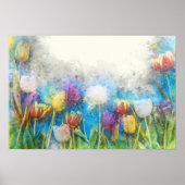 Colorful Tulips waterverf art. Poster (Voorkant)