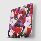 Colorful Tulp Flowers Clock Vierkante Klok (Hoek)