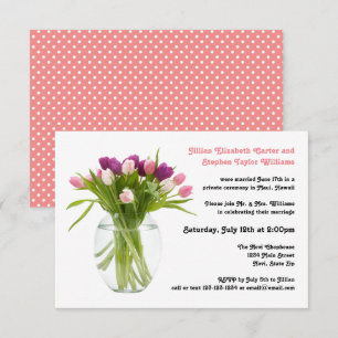 Colorful Tulps in Vase - 3x5 Wedding Announding Kaart
