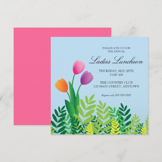 Colorful Tulps Spring Luncheon Kaart (Voorkant / Achterkant)